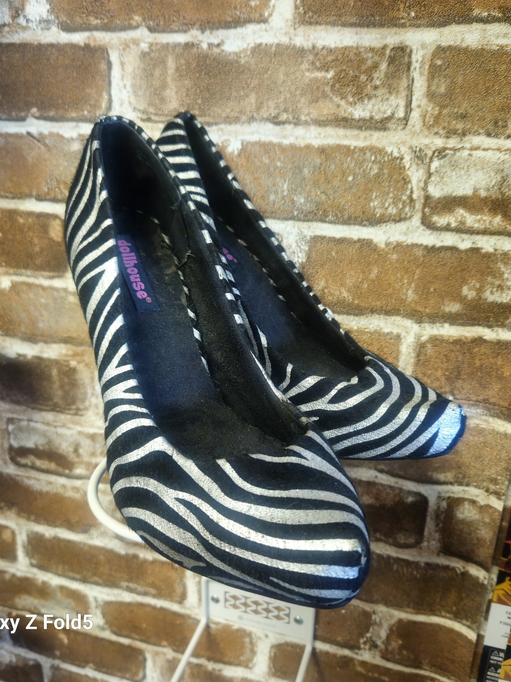 dollhouse Black and Silver Zebra Print Women's Pumps